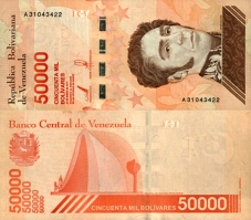 *50 000 Bolívares Venezuela 2019, P111 UNC - Kliknutím na obrázok zatvorte -